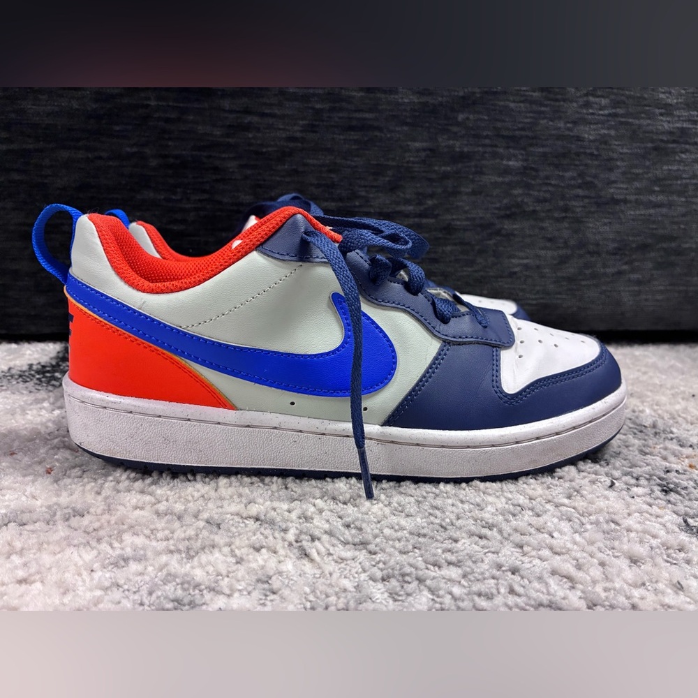 Sz. 7Y “Big Boys”Nike Court Borough Navy / Orange Light Silver Hyper Royal - Picture 5 of 15